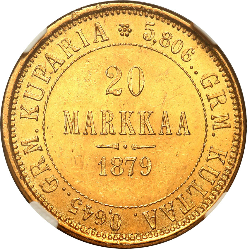 Finlandia/Rosja. Aleksander II. 20 marek 1879 S, Helsinki NGC MS64